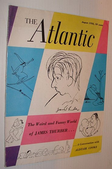 The Atlantic Magazine, August 1956 - Sketch of James Thurber on Front Cover