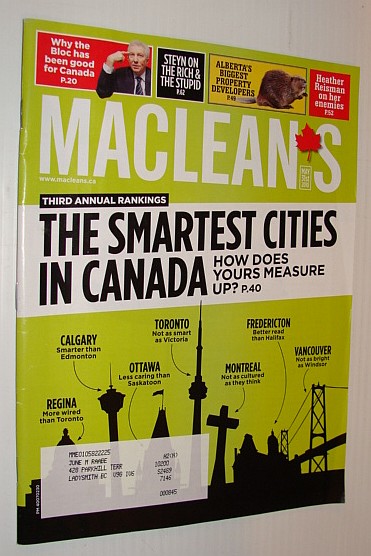 Maclean's Magazine, 31 May 2010: Canada's Smartest Cities