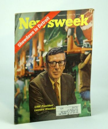 Image for Newsweek Magazine, September (Sept.) 14, 1970 - UAW President Leonard Woodcock Cover Photo Newsweek Magazine, September (Sept.) 14, 1970 - UAW President Leonard Woodcock Cover Photo