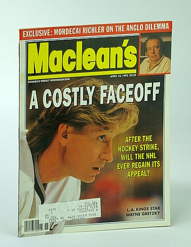 Image for Maclean's, Canada's Weekly Newsmagazine - April (Apr.) 13, 1993 - Wayne Gretzky Cover Photo Maclean's, Canada's Weekly Newsmagazine - April (Apr.) 13, 1993 - Wayne Gretzky Cover Photo