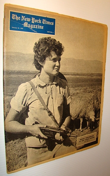The New York Times Magazine, January 25, 1959 - Cover Photo of Armed Israeli Shepherdess Givona Zuri of Kibbutz Gonen at the Syrian Border