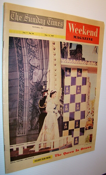 Weekend Magazine/The Sunday Times, Victoria, B.C., November 2, 1957 - Cover Photo of the Queen in Ottawa