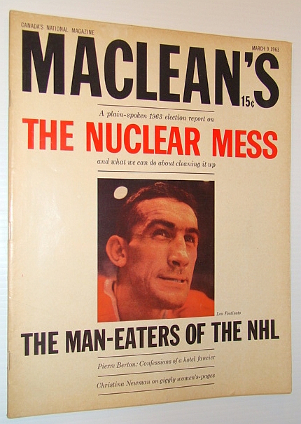 Image for Maclean's - Canada's National Magazine, March 9 1963 - Lou Fontinato Cover Photo Maclean's - Canada's National Magazine, March 9 1963 - Lou Fontinato Cover Photo