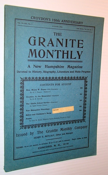 Image for The Granite Monthly - A New Hampshire Magazine - August 1916: Hon. Henry W. Keyes The Granite Monthly - A New Hampshire Magazine - August 1916: Hon. Henry W. Keyes