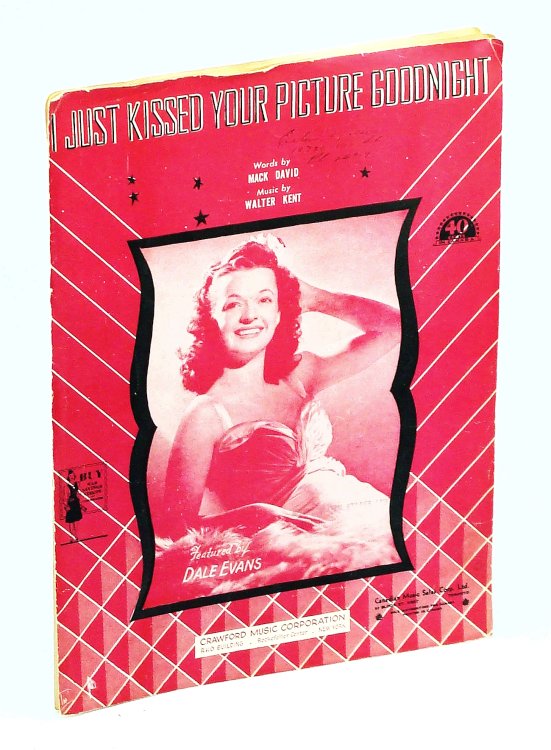 I Just Kissed Your Picture Goodnight - Piano Sheet Music with Lyrics and Guitar Chords