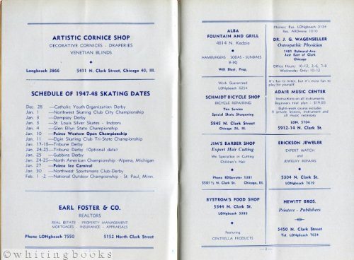Peirce Playground Skating Club, Chicago: Program of Events 1947-1948