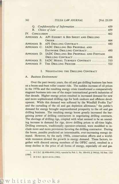 The Anatomy of an Oil and Gas Contract - Reprinted from The University of Tulsa Law Journal, Volume 25, No. 3, Spring 1990