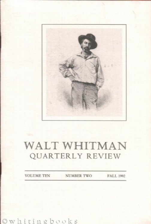 Walt Whitman Quarterly Review: Volume Ten, Number Two, Fall 1992