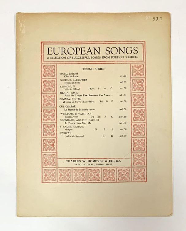 Snowflakes (Fiocca la neve) from European Songs: A Selection of Successful Songs from Foreign Sources, Second Series