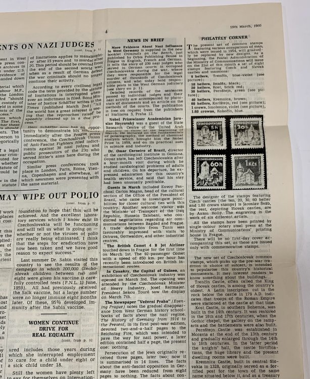 Prague News Letter: A Fortnightly Survey of Political, Economic and Cultural Life in Czechoslovakia (English Language)