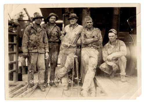 Crew of Bishop Oil Co. #1: Oilfield Workers on a Drilling Rig Circa 1930s to 1940s