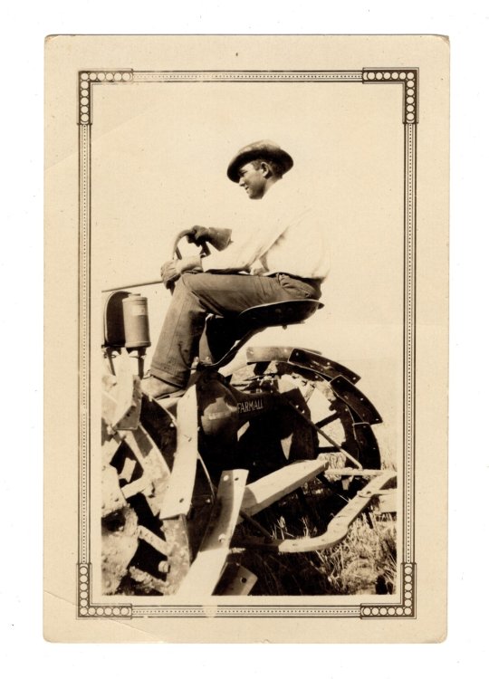 Vernacular Photograph: Great Depression Era Farmer on a Farmall Row Crop Tractor, 1930