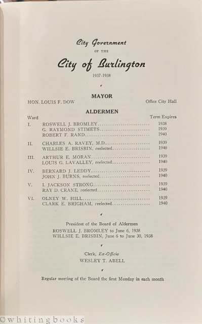 Seventy-third Annual Report of the City of Burlington, Vermont for the Year Ending December 31, 1938
