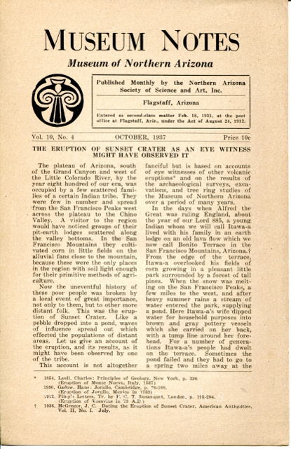 Museum Notes: Museum of Northern Arizona, Vol. 10 No. 4, October 1937 - The Eruption of Sunset Crater as an Eyewitness Might have Observed it