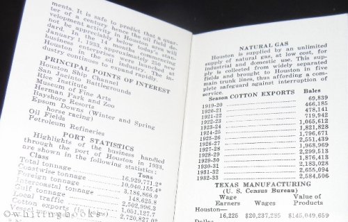 Houston: Nation's First Cotton Port, Texas' Largest City - 1934 Houston, Texas Chamber of Commerce Promotional Booklet