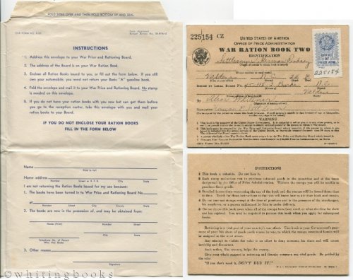 World War II Soldier's Ration Book Two with Return Envelope (OPA Form No. R-191) to the War Price and Rationing Board upon Induction