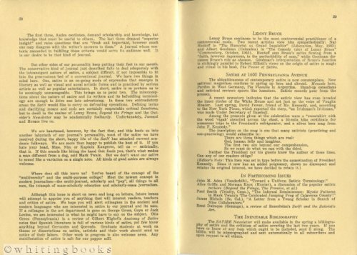 Satire Newsletter, Volume I, Number 1, Fall 1963