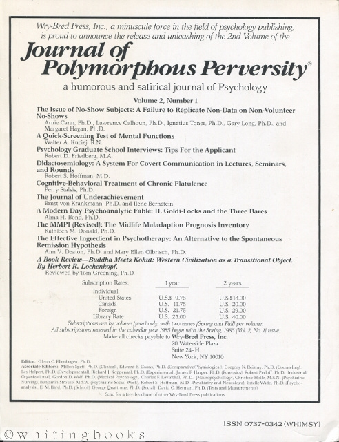 WHIMSY III: Contemporary Humor and Irony Membership Serial Yearbook - Proceedings of the 1984 WHIM Conference: 