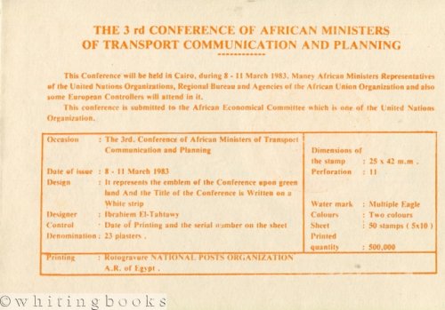 Cairo Postal Organisation Philatelic Office 1983 Stamp Issue Commemorating the 3rd Conference of African Ministers of Transport Communication and Planning