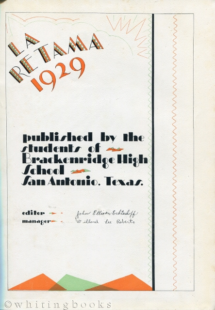 La Retama 1929: Yearbook for Brackenridge High School , San Antonio, Texas