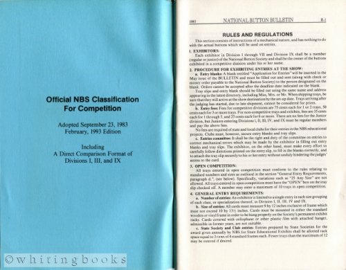 Official National Button Society (NBS) Classification System - February 1993 Edition