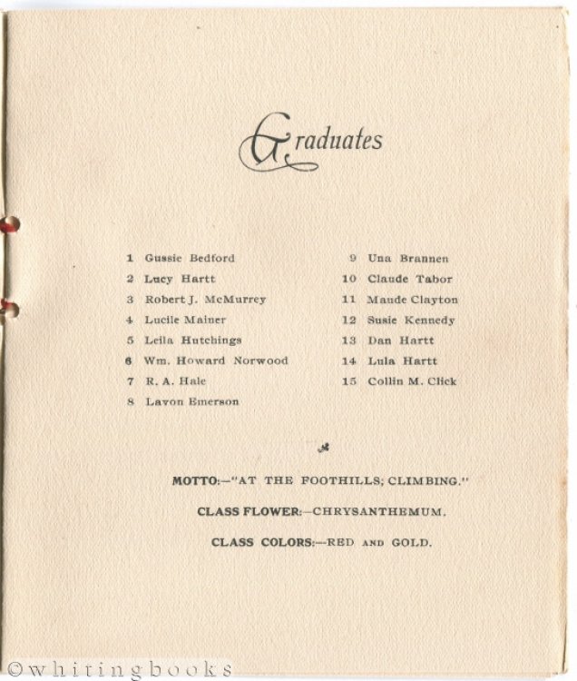 1909 Commencement Exercises Program for Lovelady High School in Lovelady [Houston County], Texas