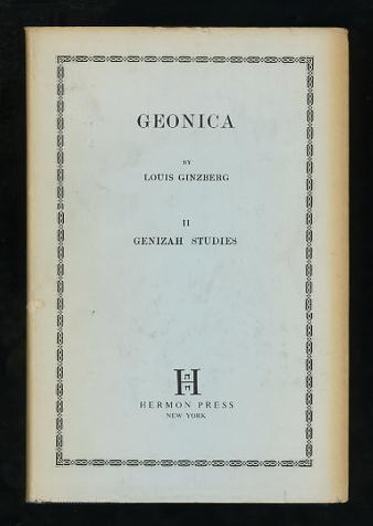 Geonica: Part II: Genizah Studies [Volume 2 (of 2) only]